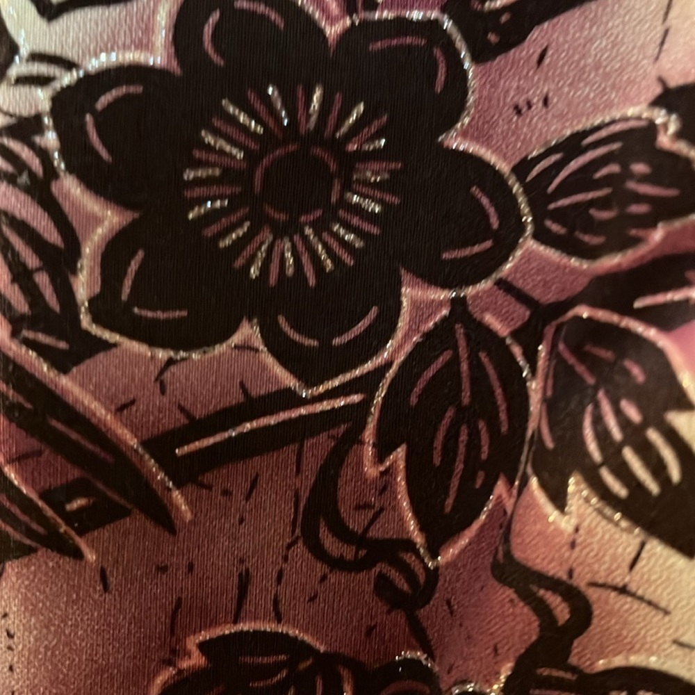 Peck & Peck sleeveless dress. Cream, cranberry and brown patterned. Size 2. - Picture 5 of 13
